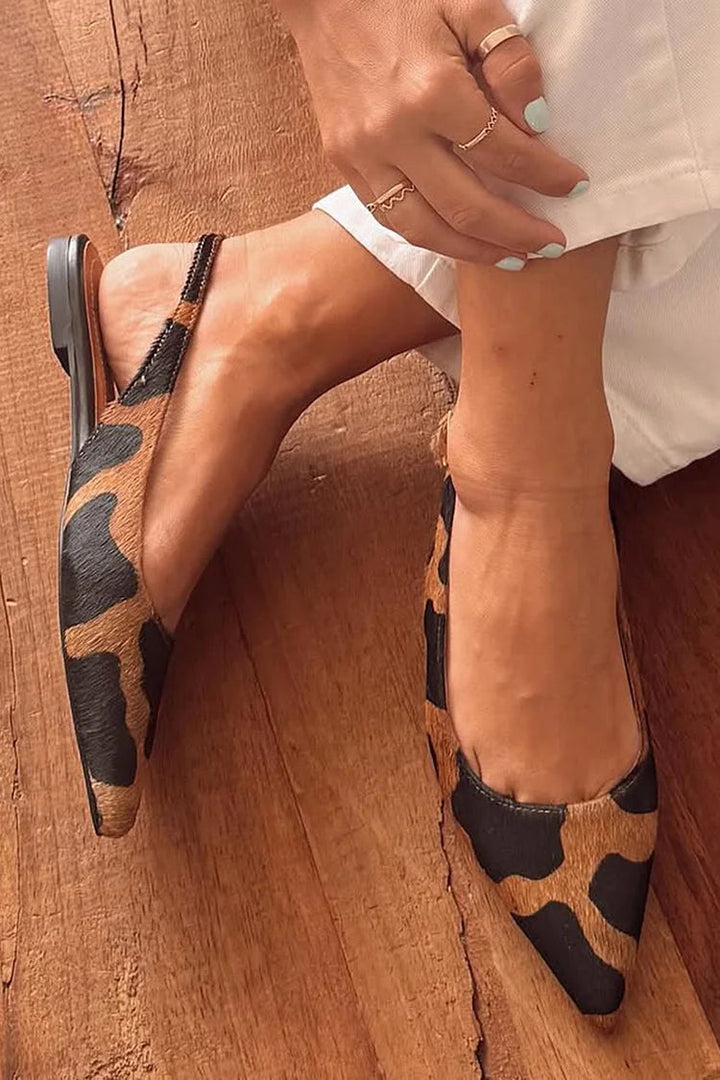 LEONORA | Elegant Pointed-Toe Slingbacks with Animal Print for a Unique Style