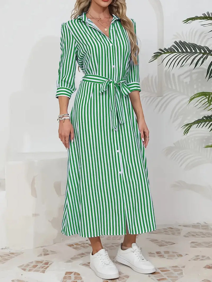 Vanessa™ | Belted Striped Shirt Dress