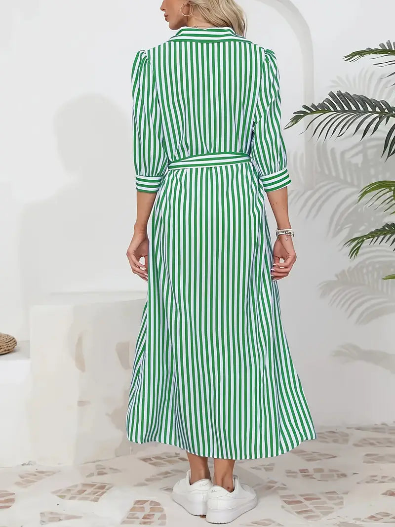 Vanessa™ | Belted Striped Shirt Dress
