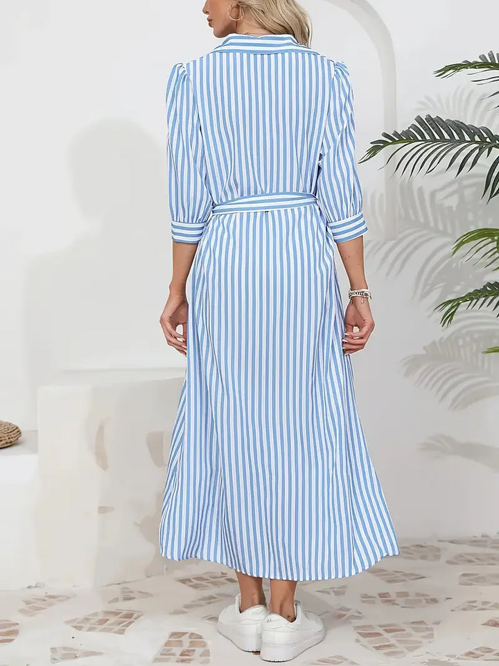 Vanessa™ | Belted Striped Shirt Dress