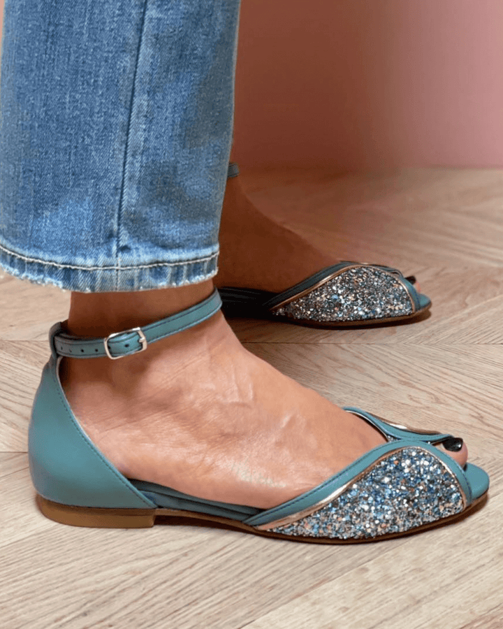BRIGITTA | Elegant Glitter Flat Sandals Perfect for Any Occasion