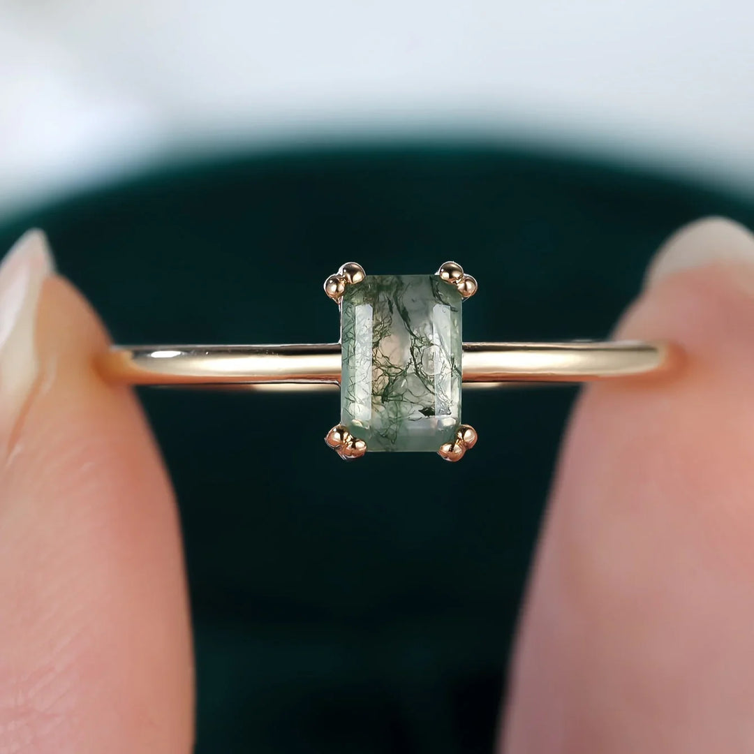 Rowen™ | Natural Moss Agate Ring