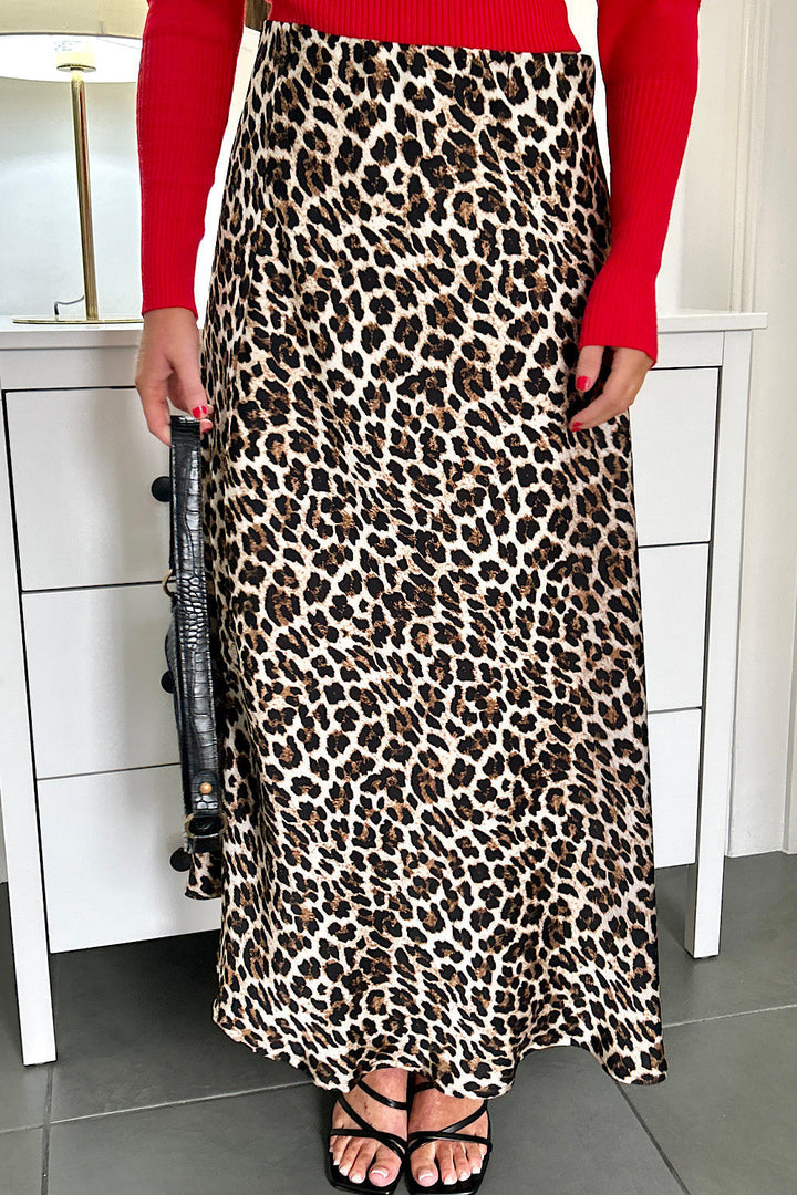 Loriza™ | Brown Leopard Print Skirt