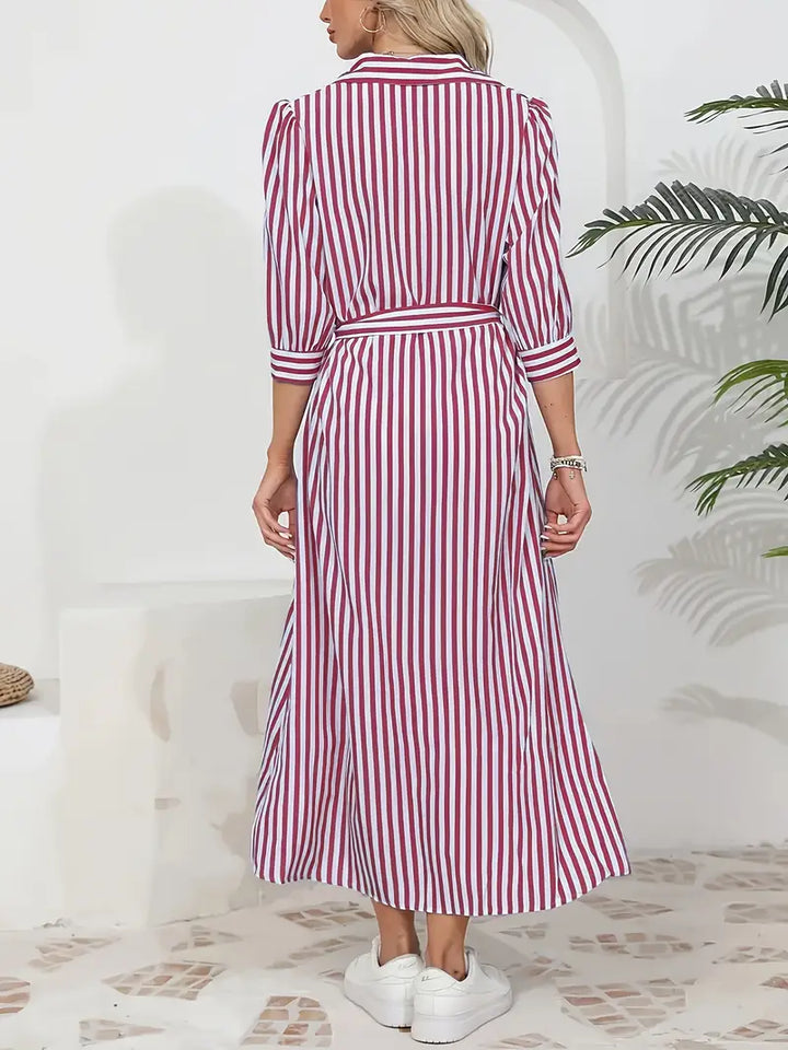 Vanessa™ | Belted Striped Shirt Dress