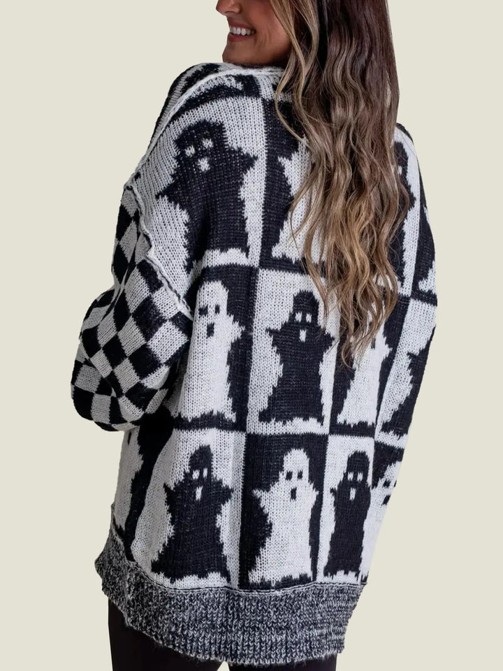 Spooky | Women's Halloween Checkered Sweater - Spooky Season