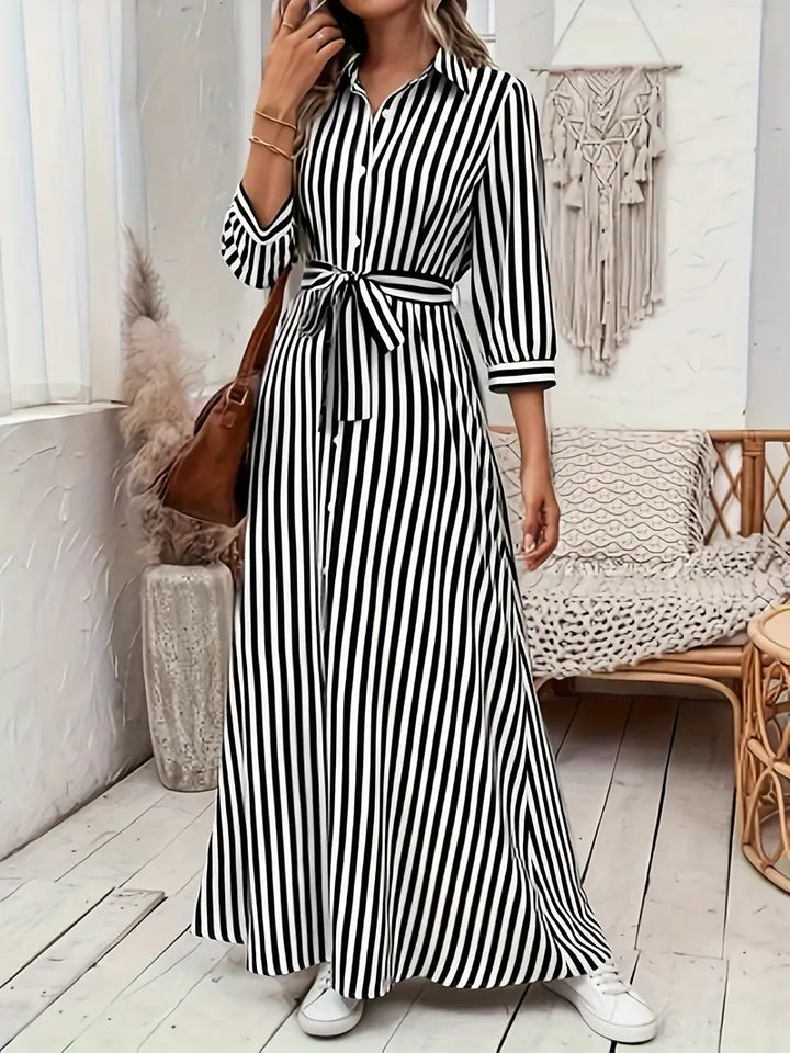 Vanessa™ | Belted Striped Shirt Dress