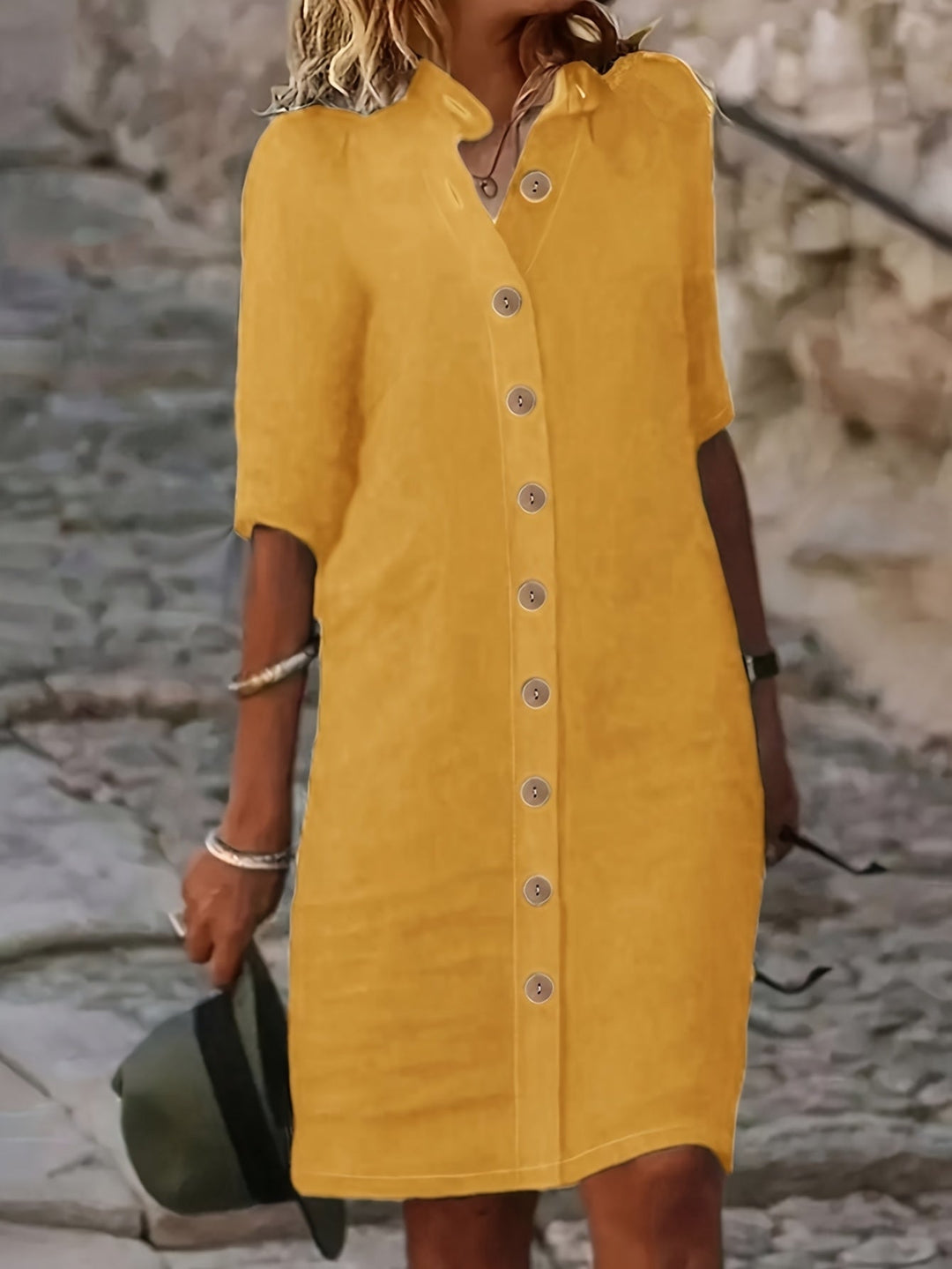 Sarah™ | Button-Down Linen Shirt Dress