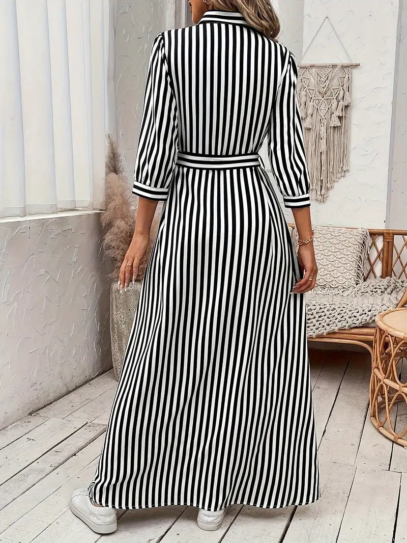 Vanessa™ | Belted Striped Shirt Dress
