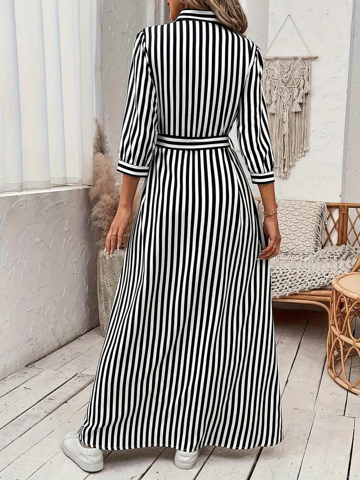 Vanessa™ | Belted Striped Shirt Dress