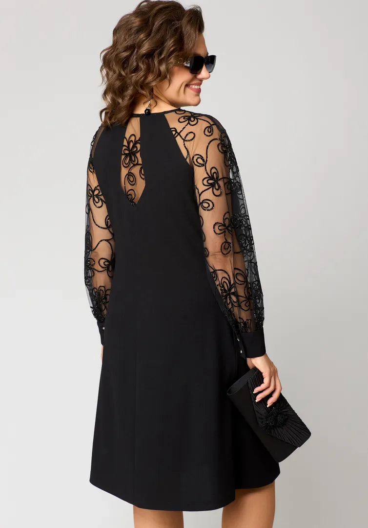 Elara - Dress with Lace Sleeves