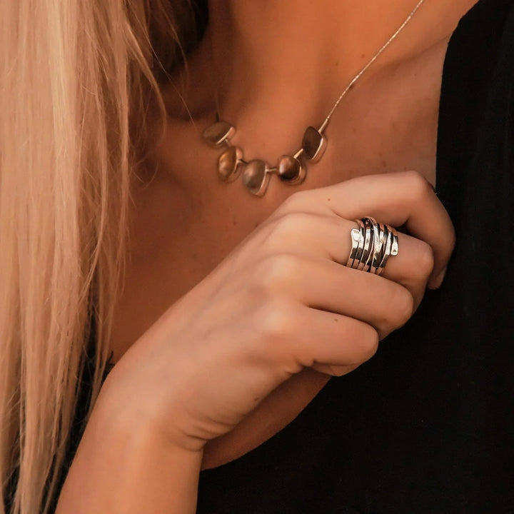 Alma™ | Vintage Thick Layered Silver Ring