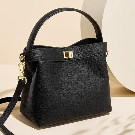 Women’s Genuine Leather Minimalist Bucket Bag