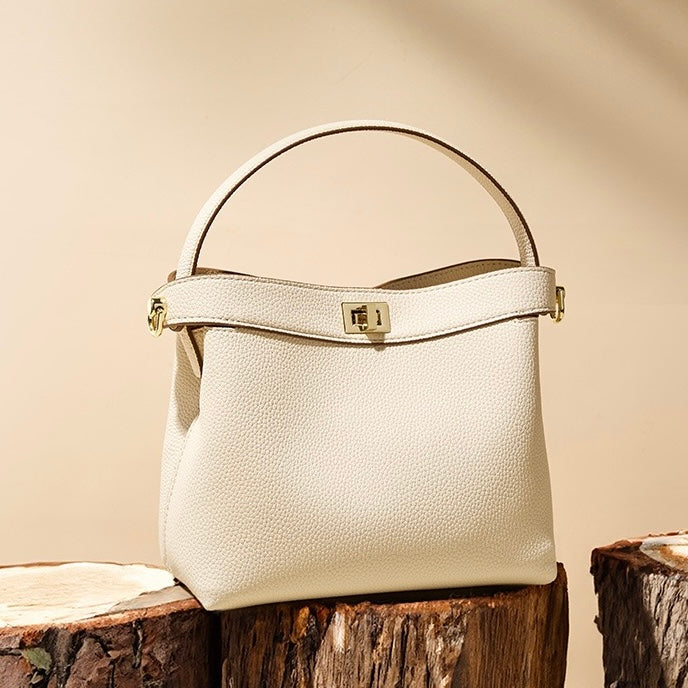 Women’s Genuine Leather Minimalist Bucket Bag