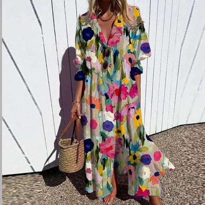 Cassidy - Boho Beautiful Maxi Dress with Puff Sleeves