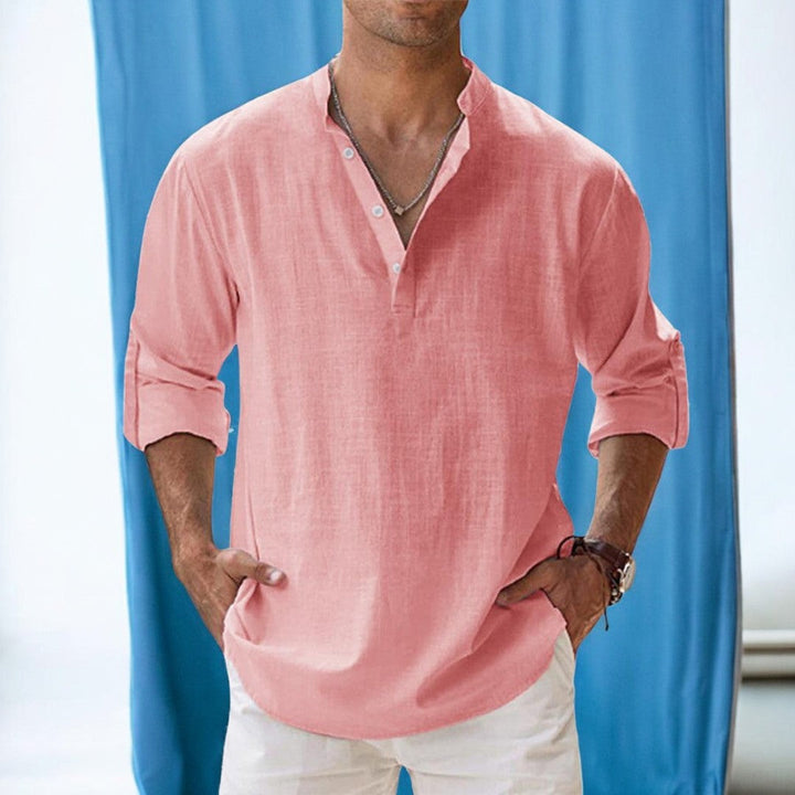 Logan – Casual Linen Henley Shirt