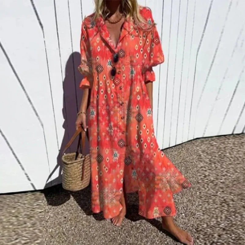 Cassidy - Boho Beautiful Maxi Dress with Puff Sleeves