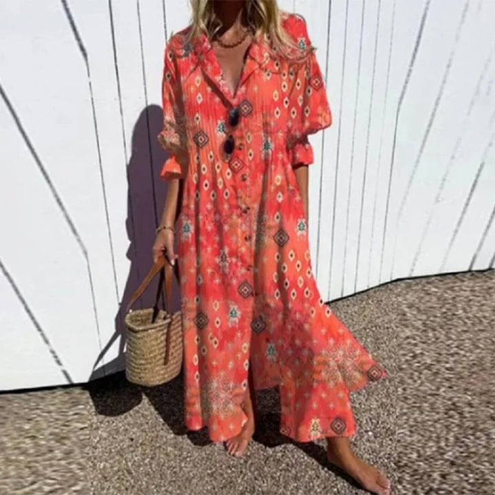 Cassidy - Boho Beautiful Maxi Dress with Puff Sleeves