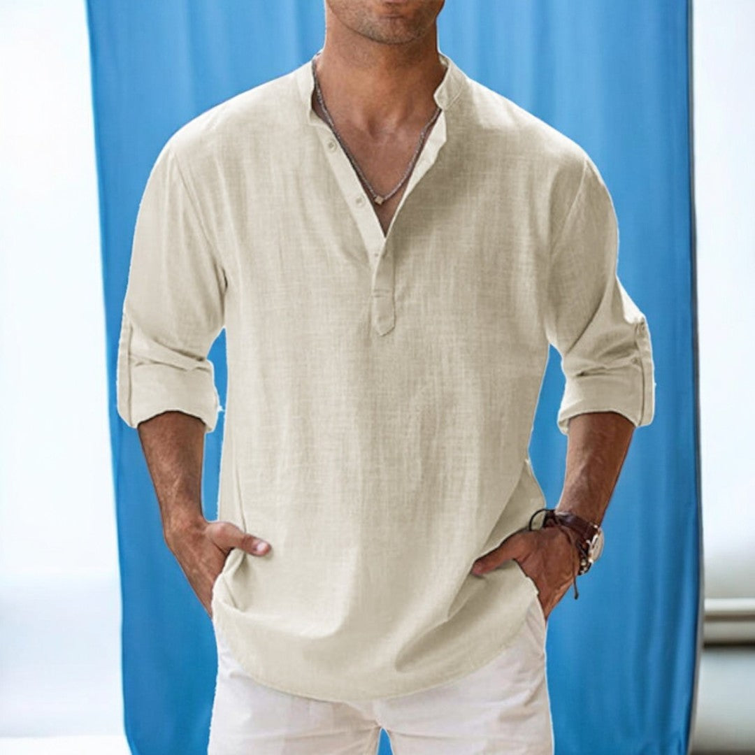 Logan – Casual Linen Henley Shirt