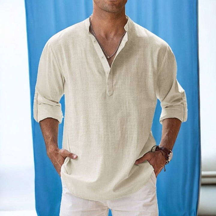 Logan – Casual Linen Henley Shirt