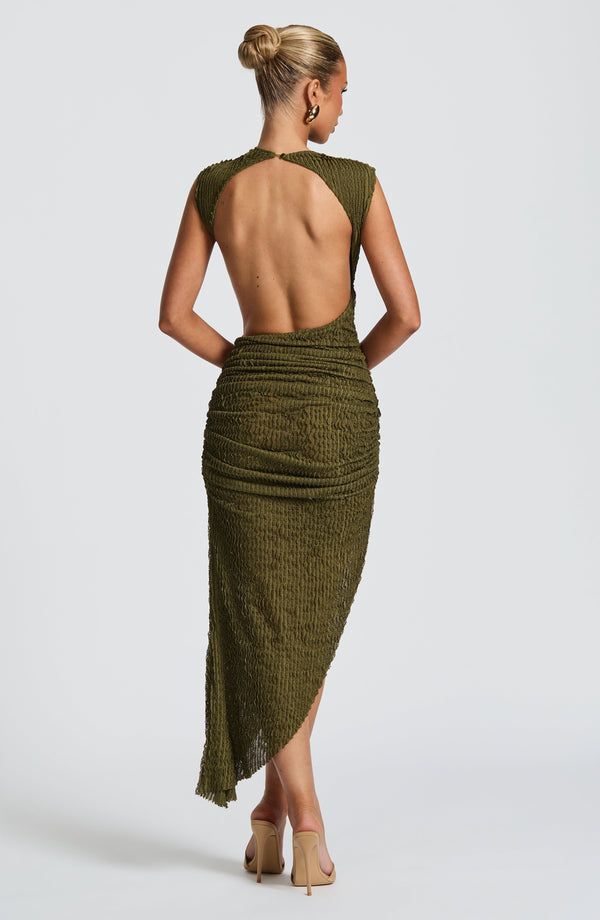 Soraya™ | Textured Asymmetric Midi Dress