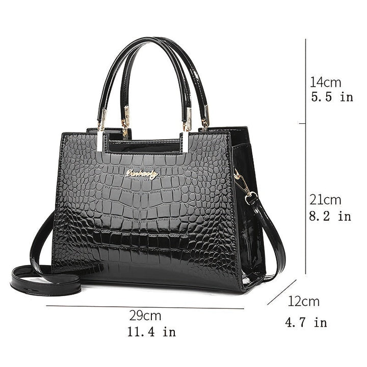 Glossy Crocodile Pattern Handbag