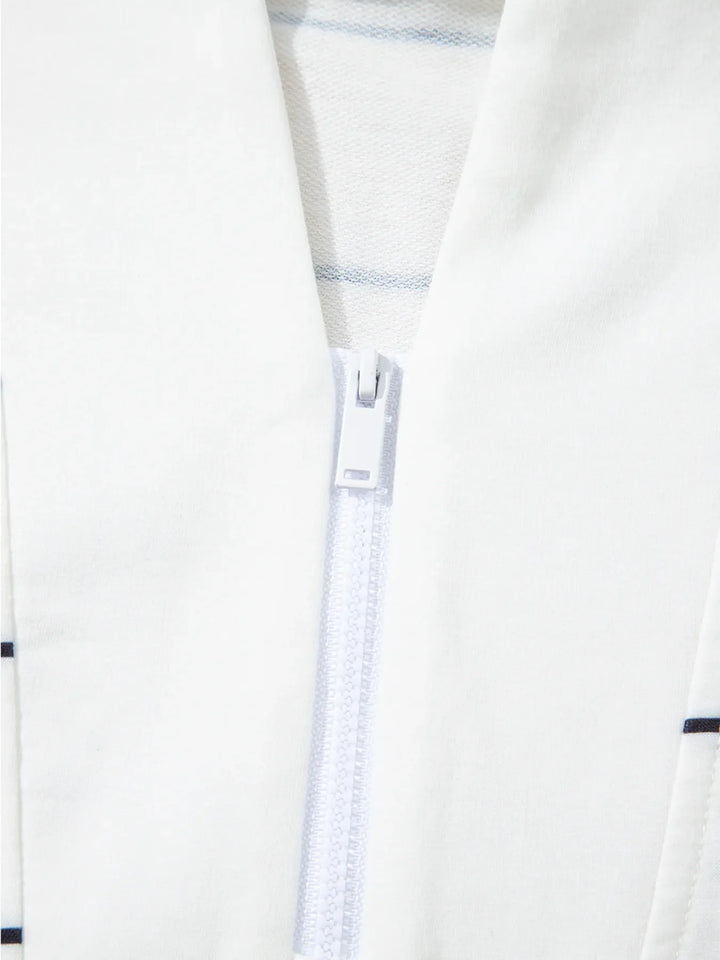 Striped Quarter Zip Sweatshirt with Relaxed Fit