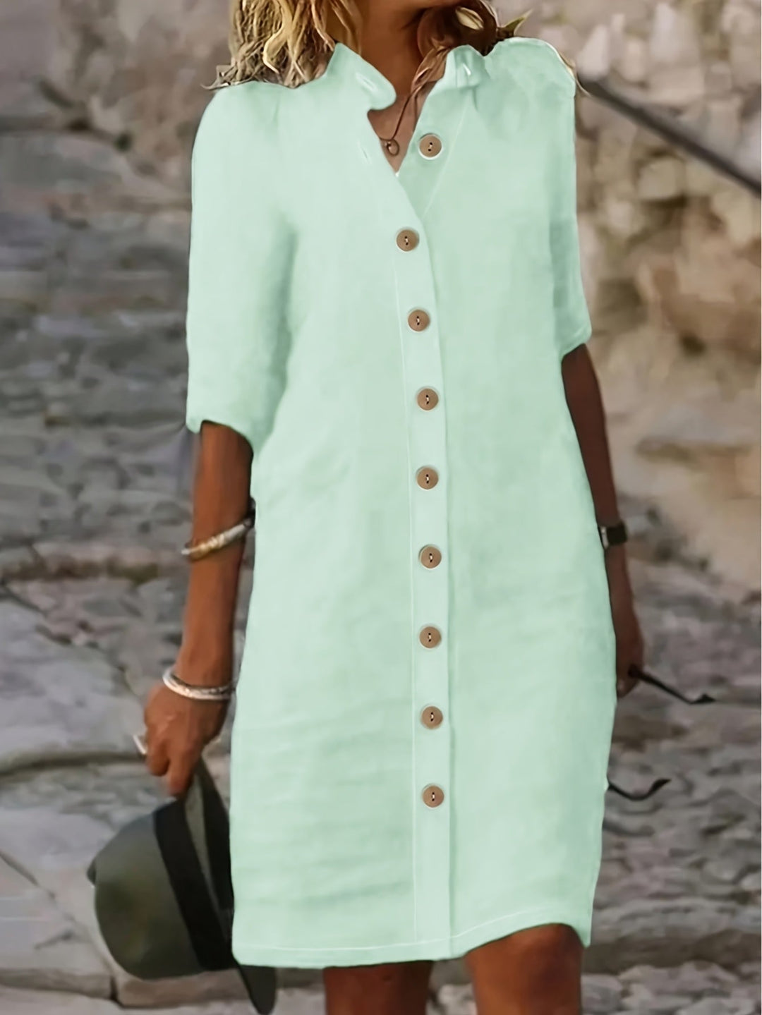 Sarah™ | Button-Down Linen Shirt Dress