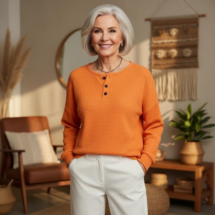 Anne | Cozy Waffle Knit Henley