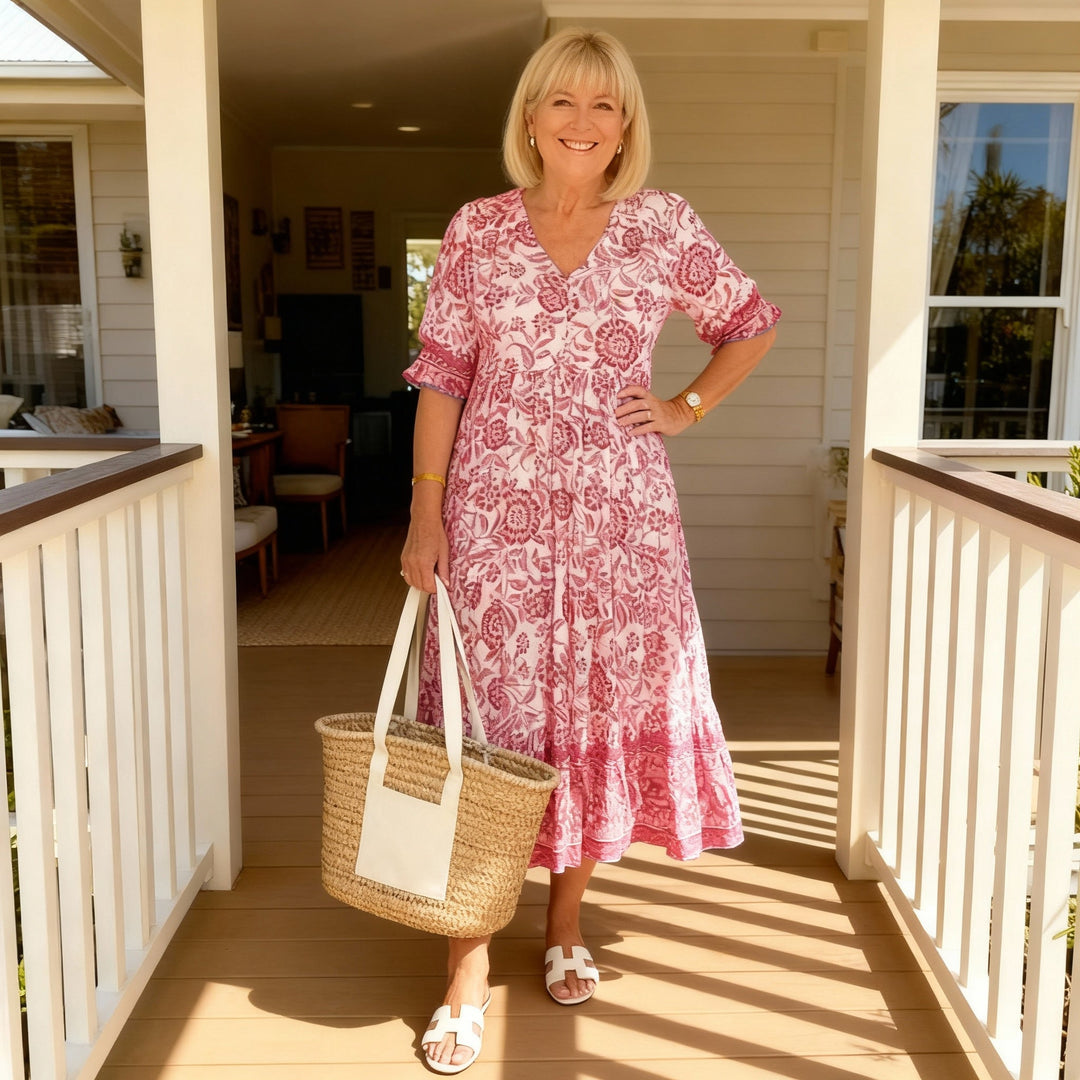 Azariah - Elegant Floral Dress with V-Neck