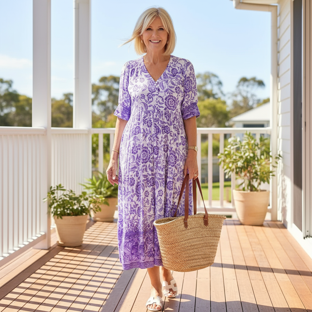 Azariah - Elegant Floral Dress with V-Neck