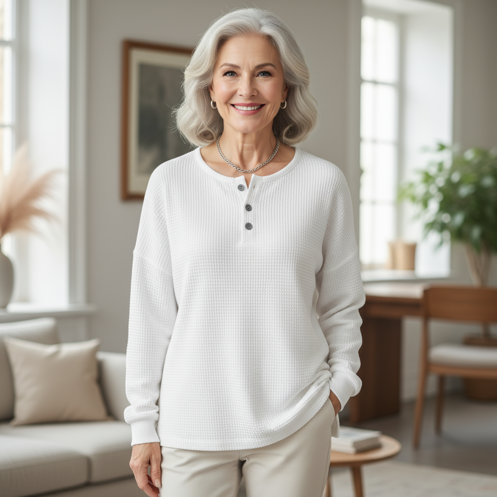 Anne | Cozy Waffle Knit Henley