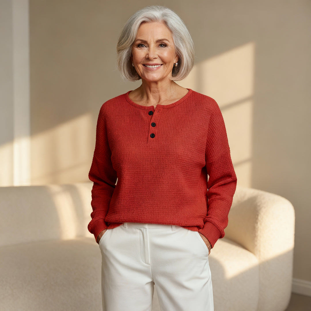 Anne | Cozy Waffle Knit Henley