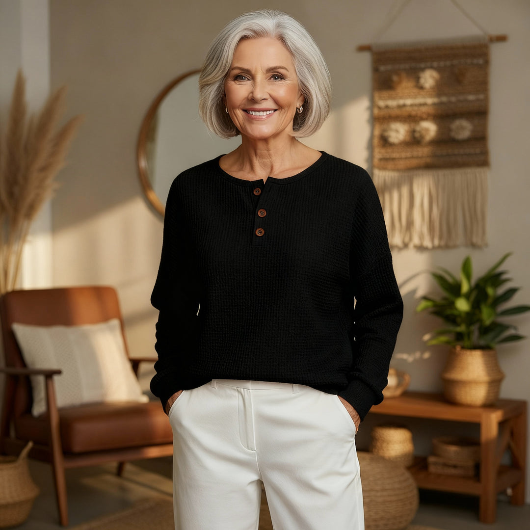 Anne | Cozy Waffle Knit Henley