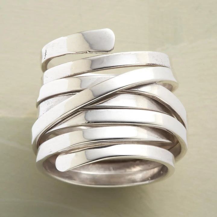 Alma™ | Vintage Thick Layered Silver Ring