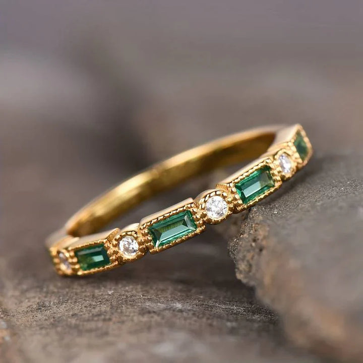 Etta™ | Green Inlaid Zirconia Gold Ring
