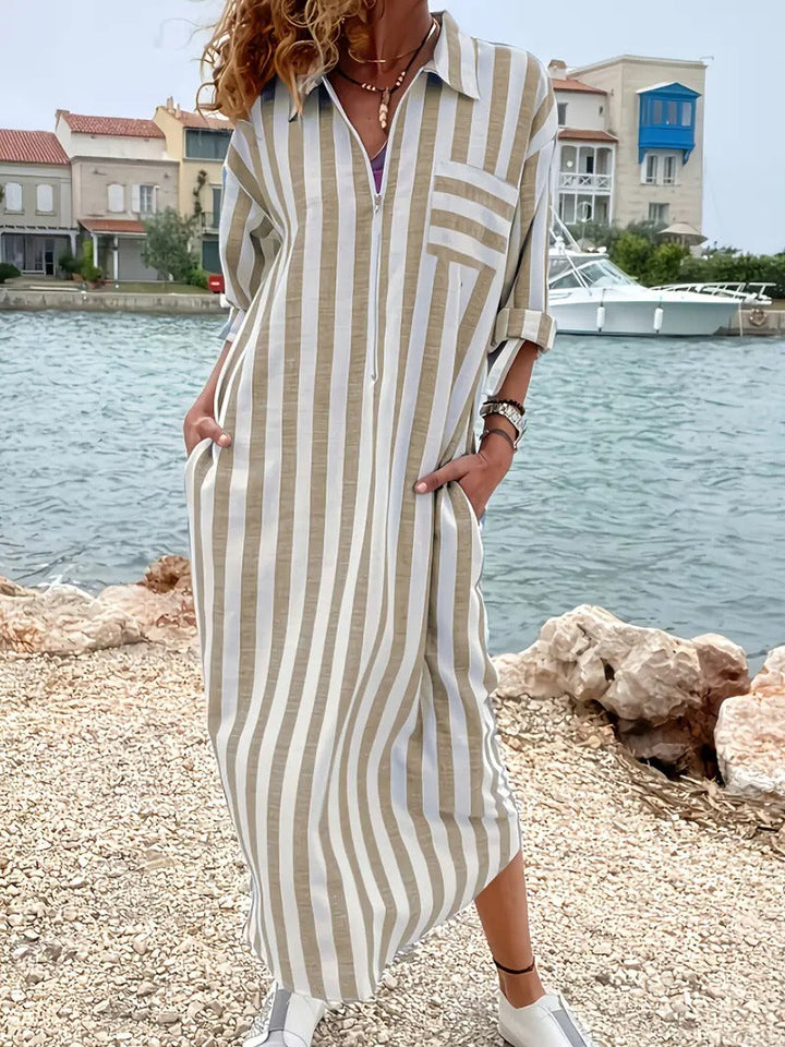 Danica™ | Striped Button-Down Shirt Dress
