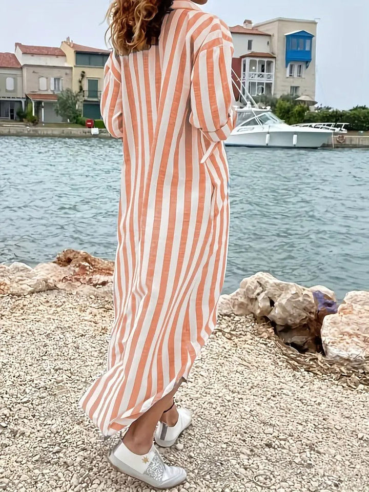 Danica™ | Striped Button-Down Shirt Dress