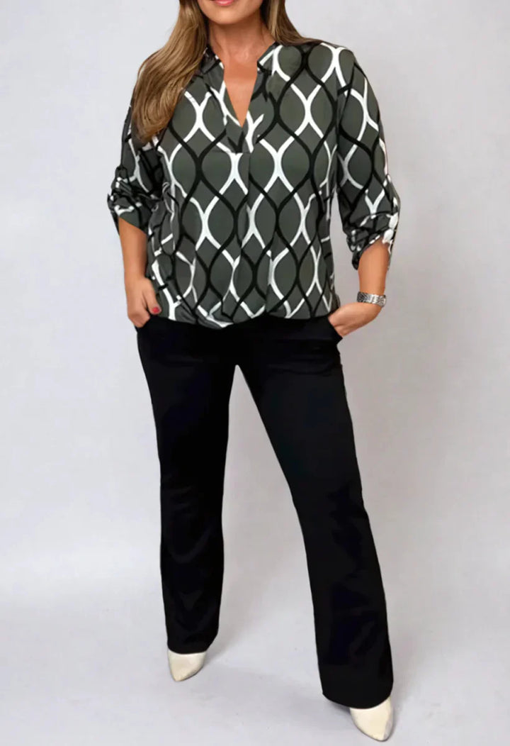 Jannita | Elegant Patterned Long Sleeve Blouse