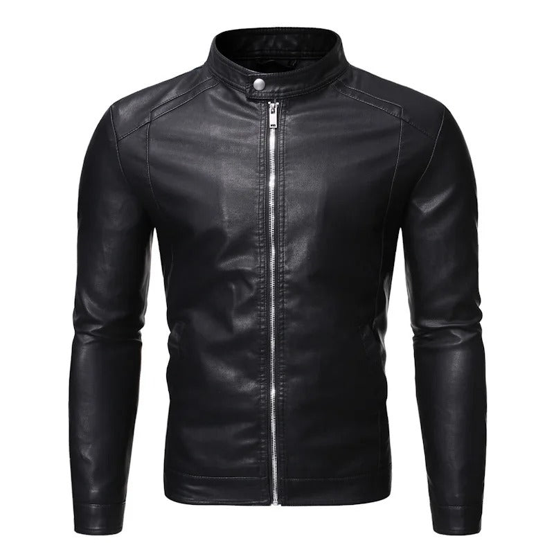 Marcus Standing Collar Leather Jacket