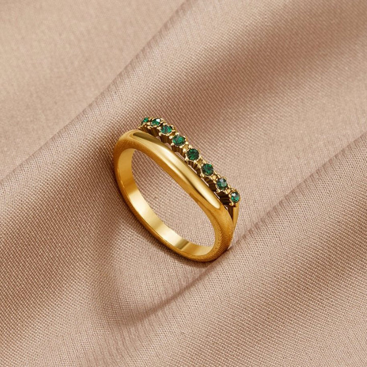 Liora™ | Emerald Green Layered Ring