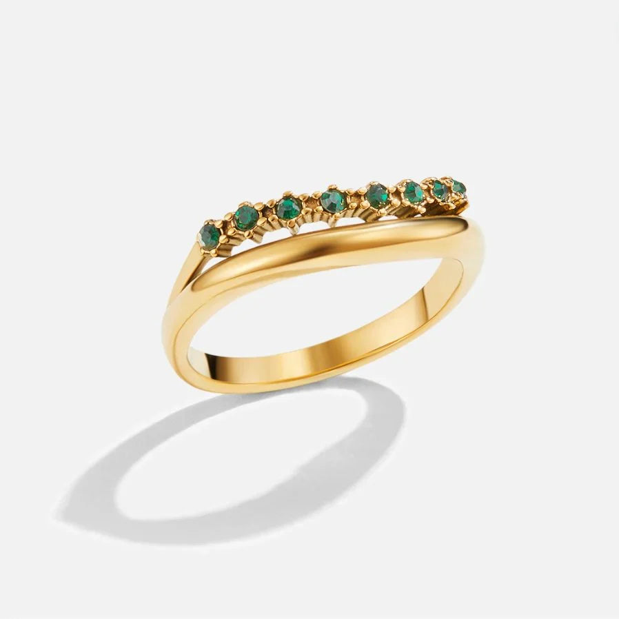 Liora™ | Emerald Green Layered Ring