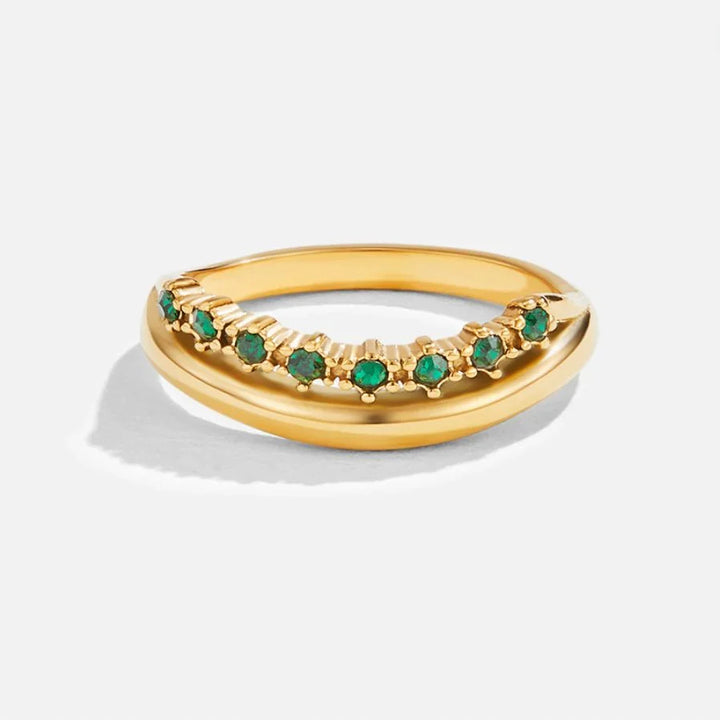 Liora™ | Emerald Green Layered Ring