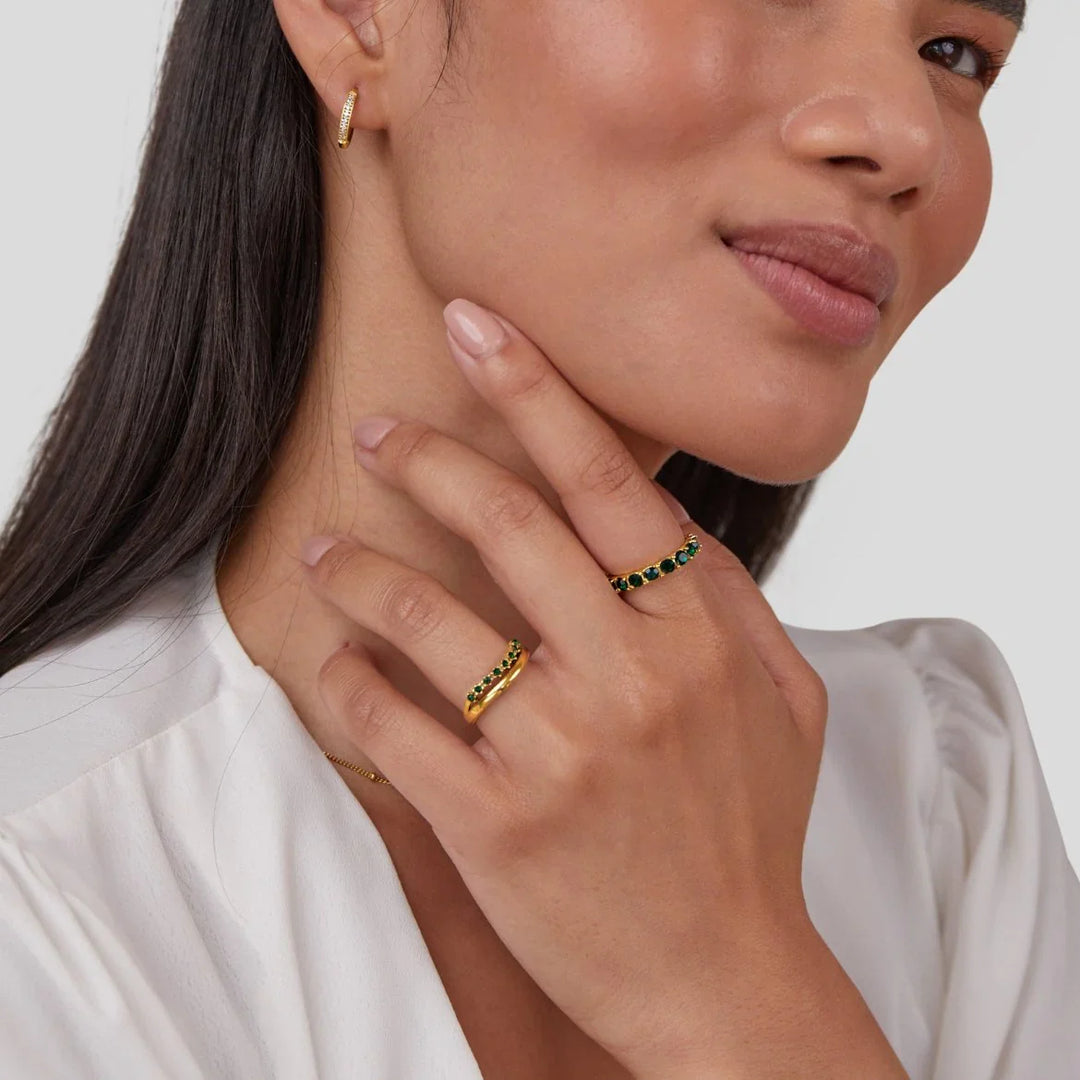Liora™ | Emerald Green Layered Ring