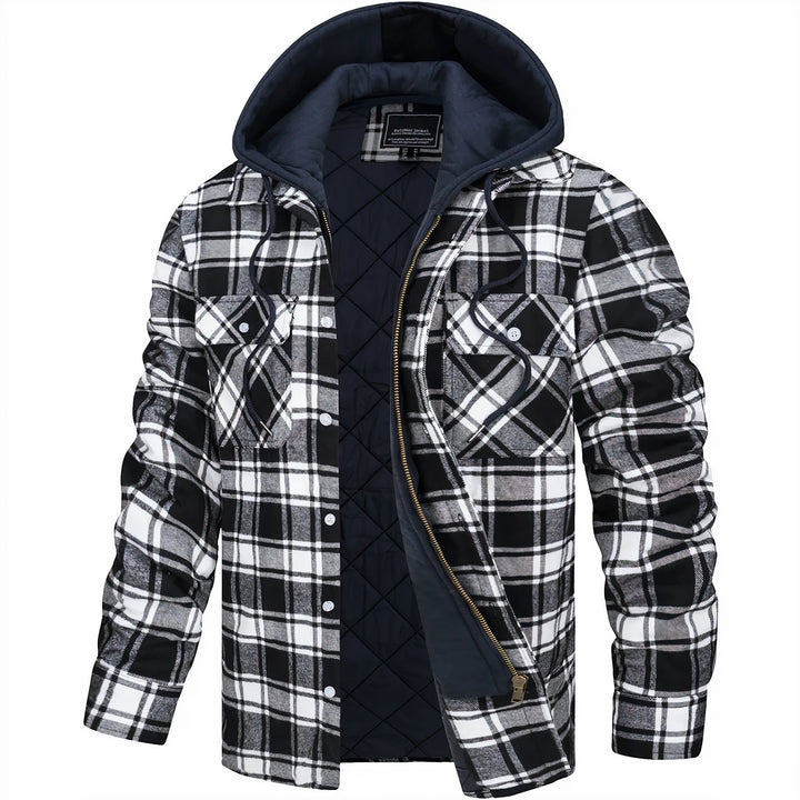 Quilted Check Jacket with Hood