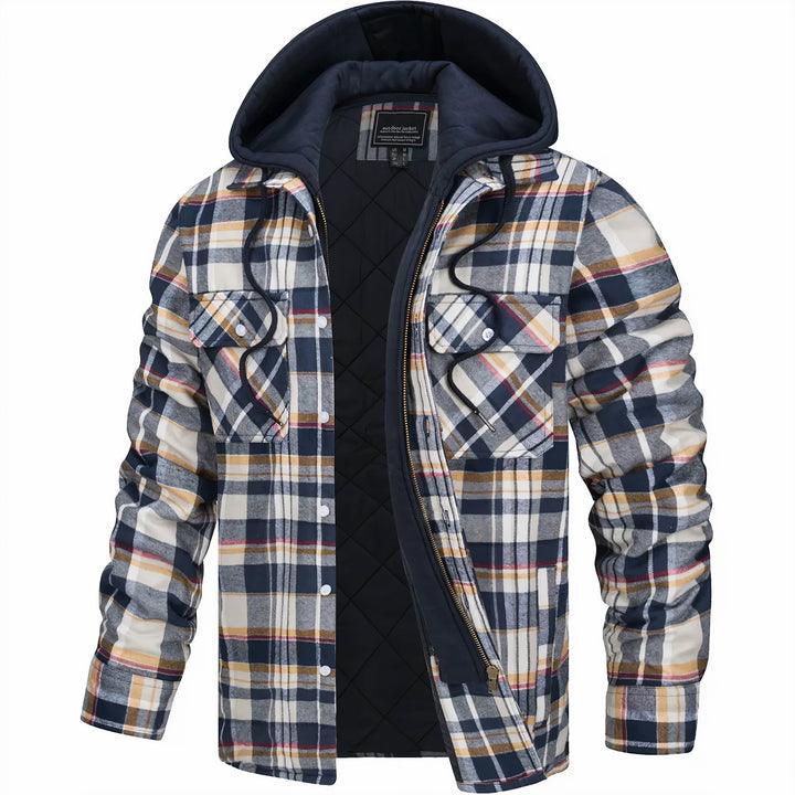 Quilted Check Jacket with Hood