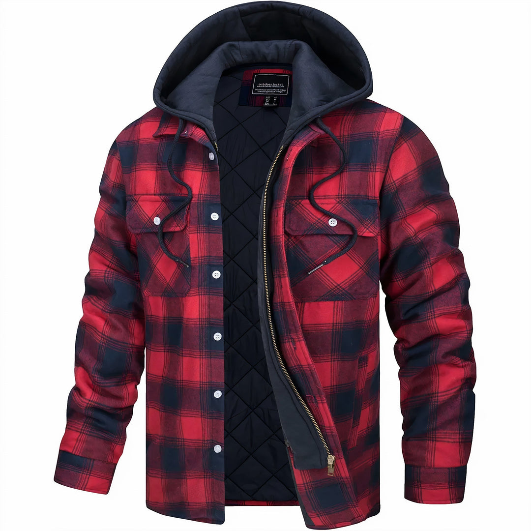 Quilted Check Jacket with Hood