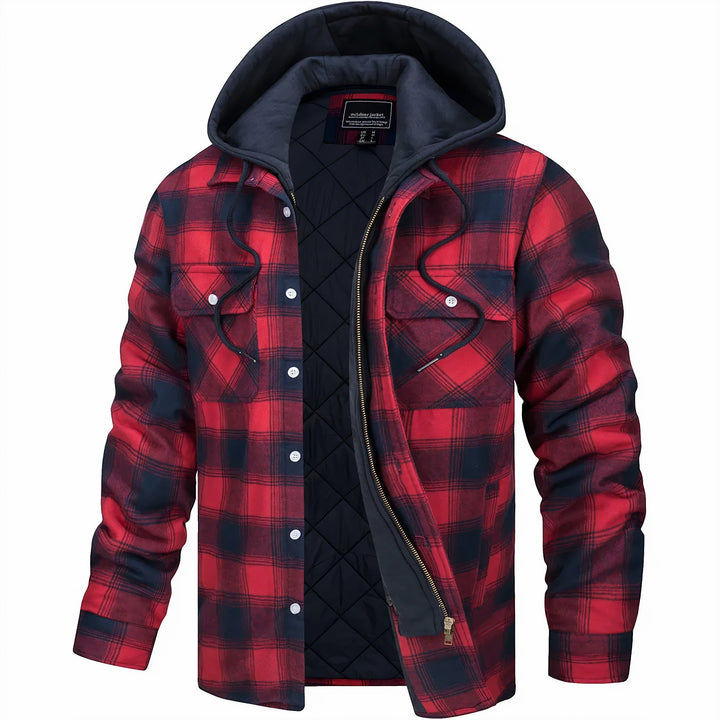 Quilted Check Jacket with Hood