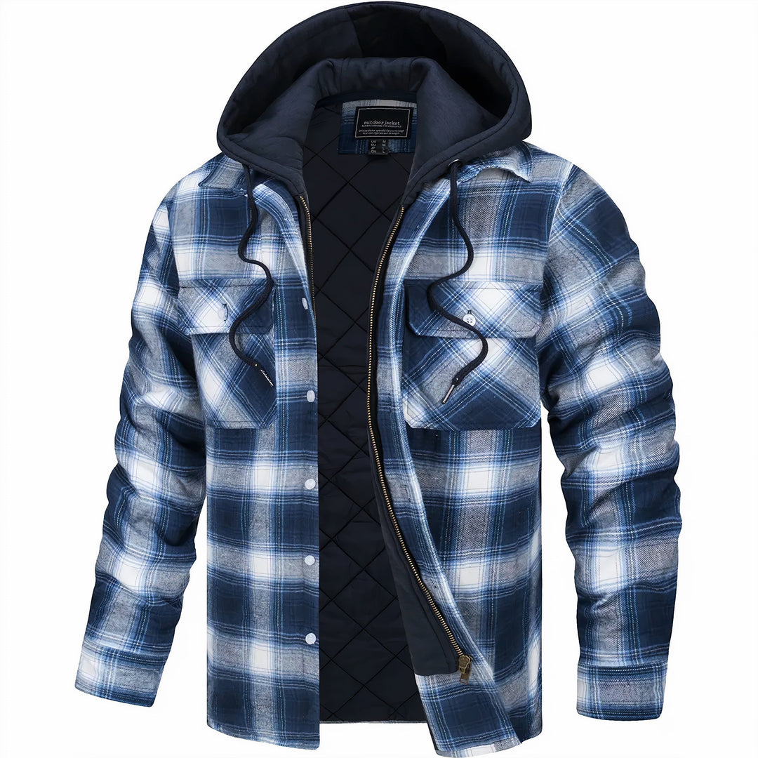 Quilted Check Jacket with Hood
