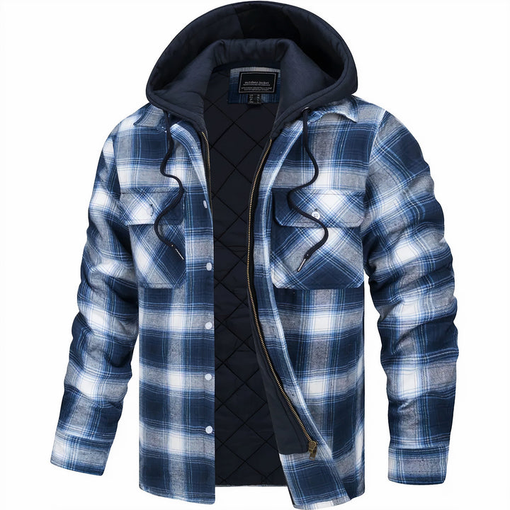 Quilted Check Jacket with Hood