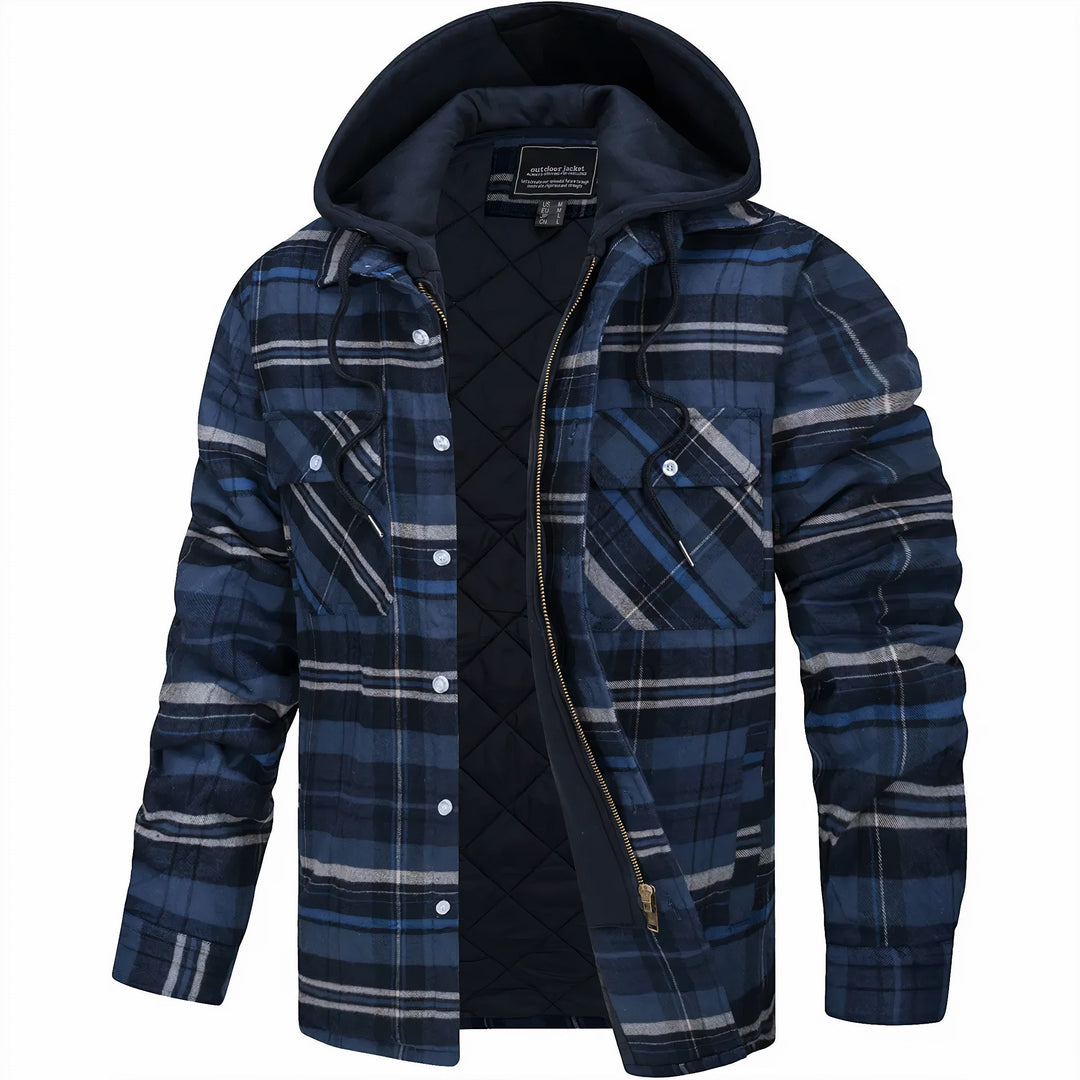 Quilted Check Jacket with Hood
